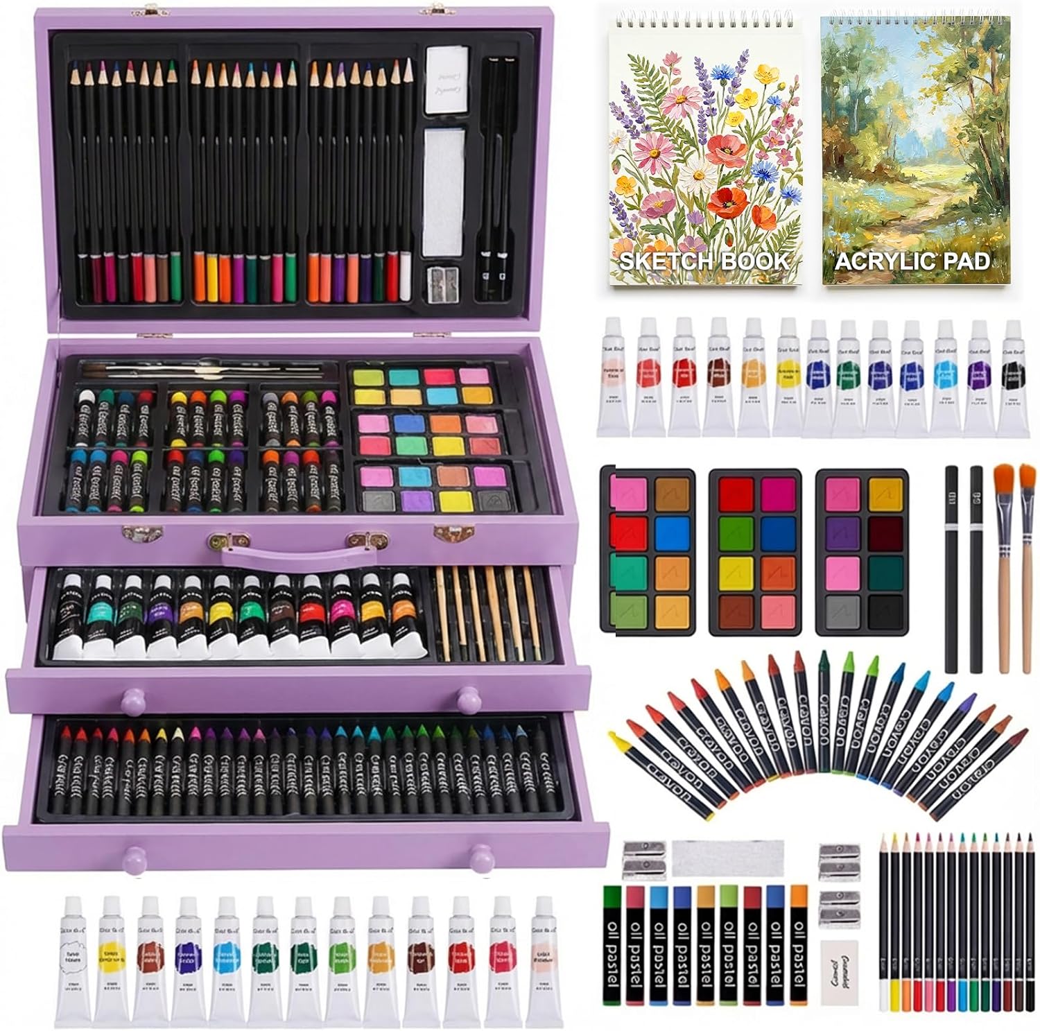 Purple Wood Art Set