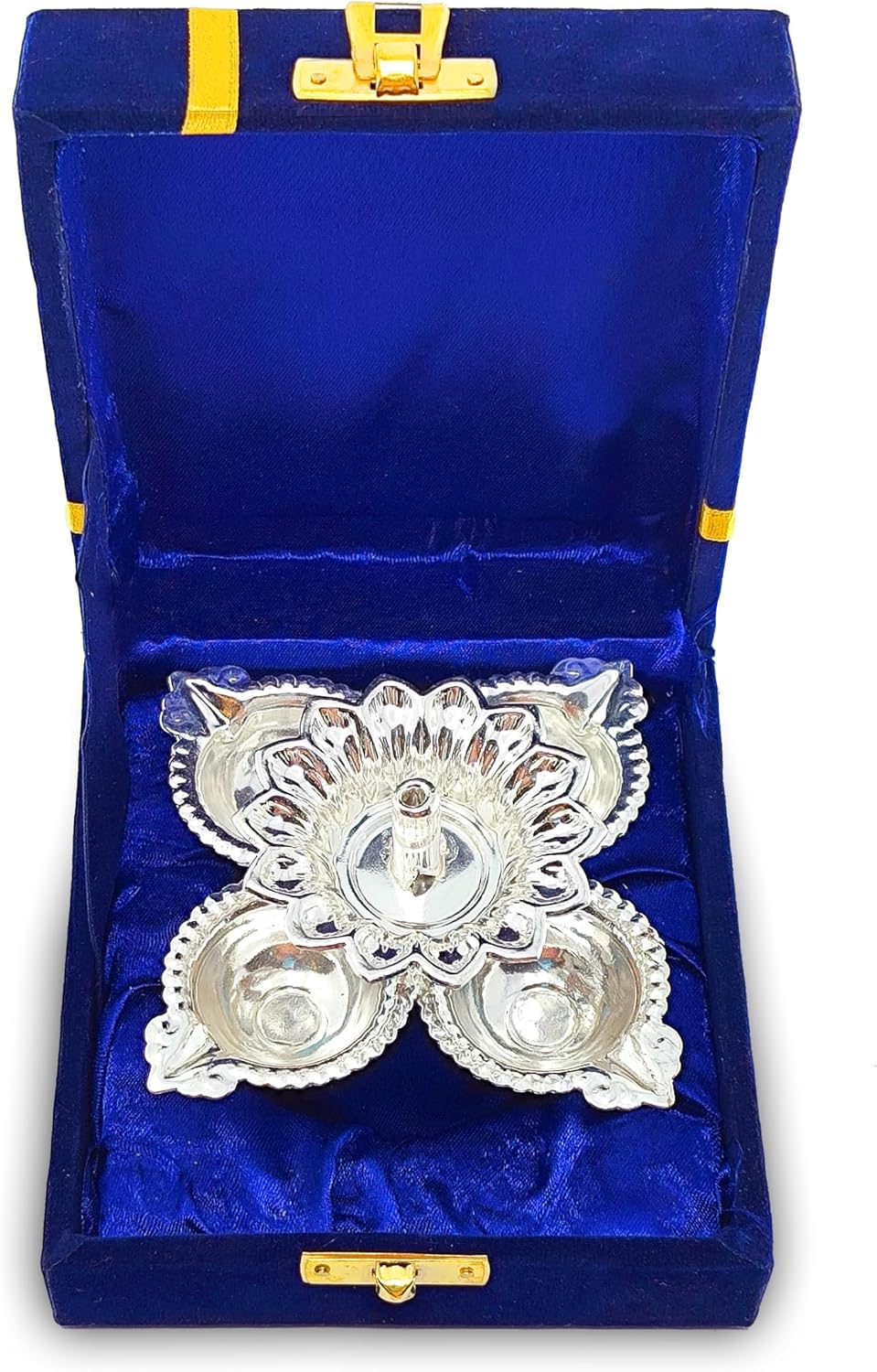 Silver Plated Lotus Diya Set